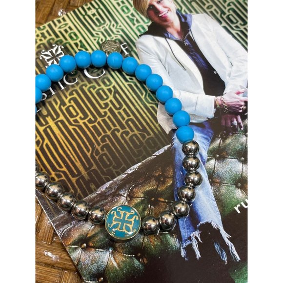 Rustic Cuff Blue Turquoise Beaded Bracelet Jewelry - Picture 2 of 3